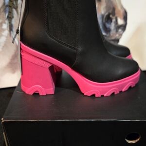 Sorel Black Boots with Pink Heels